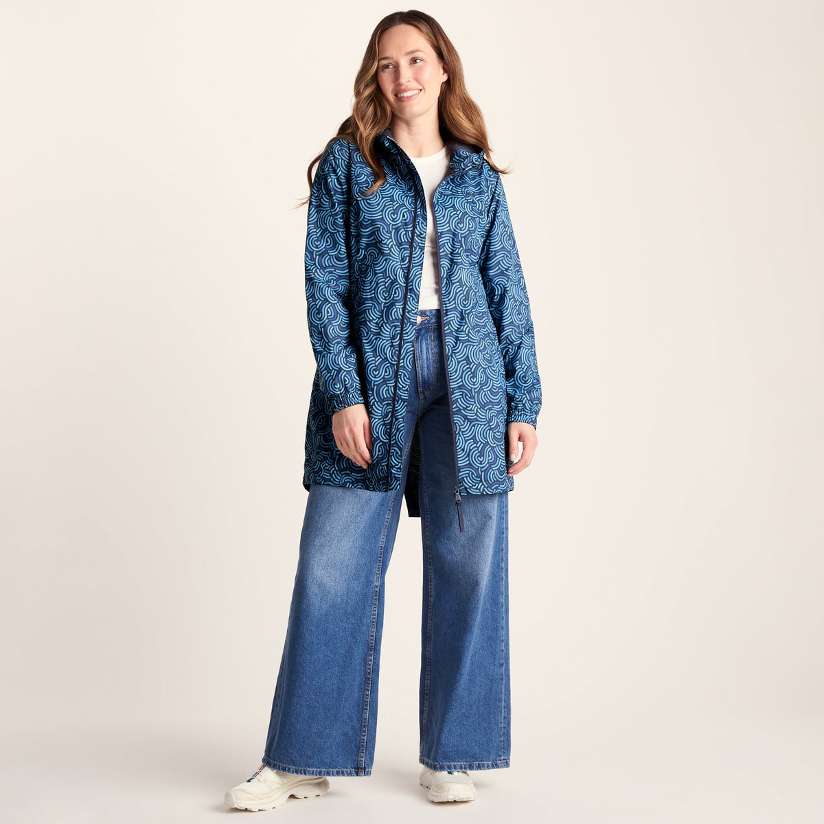 Kilnsey Womens Waterproof Jacket - Smokey Blue Wave Print