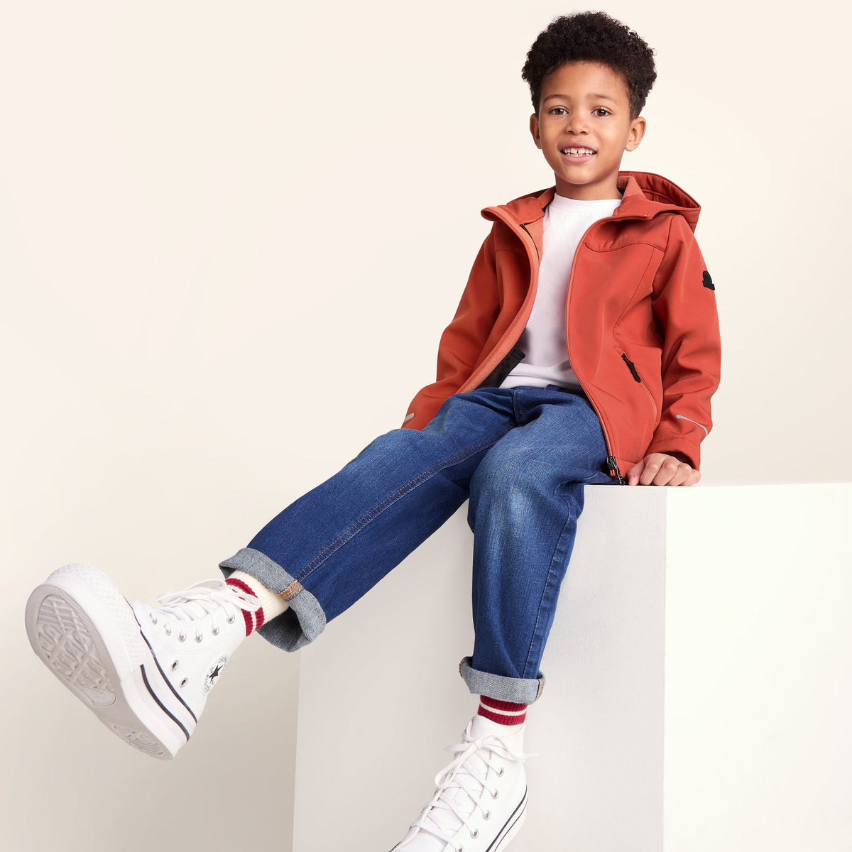 Koroma Kids Softshell Hooded Jacket - Canyon Orange