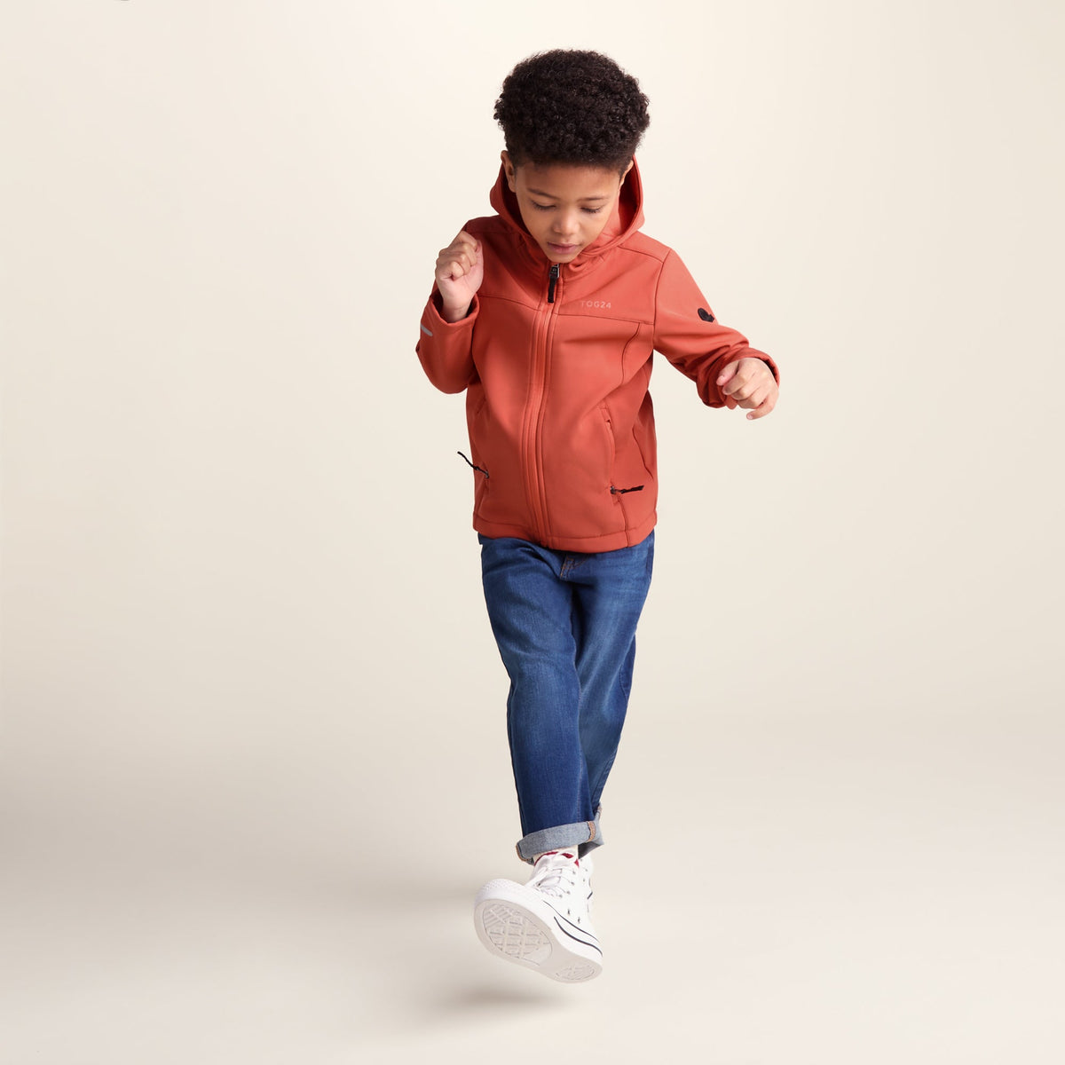 Koroma Kids Softshell Hooded Jacket - Canyon Orange