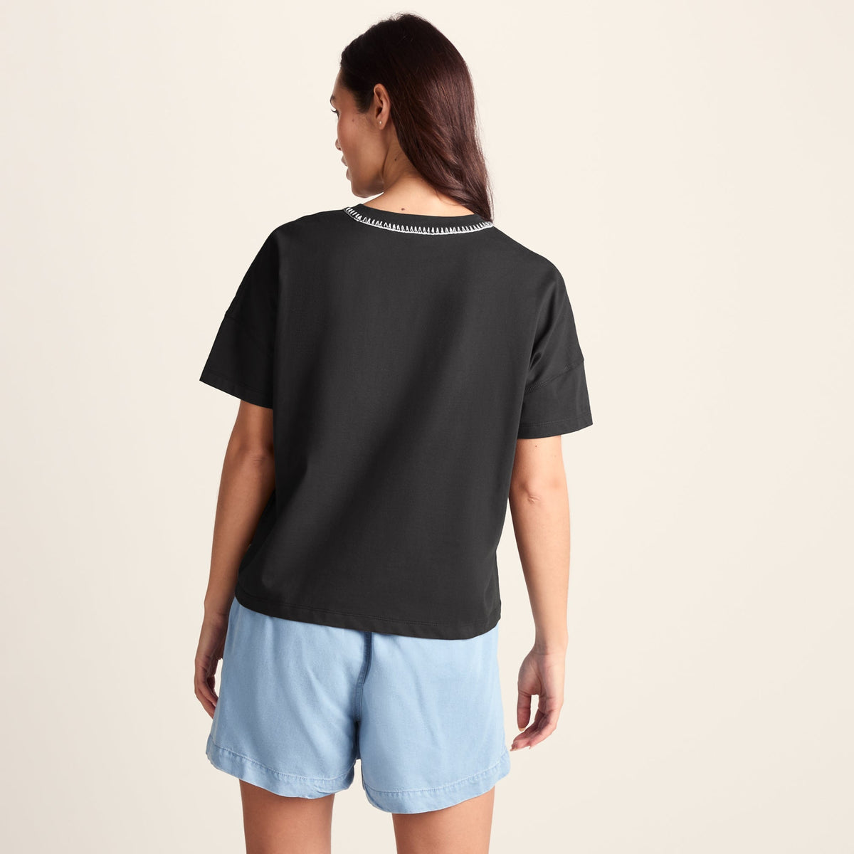 Laurie Womens 100% Cotton Supersoft Boxy Fit T-Shirt - Washed Black