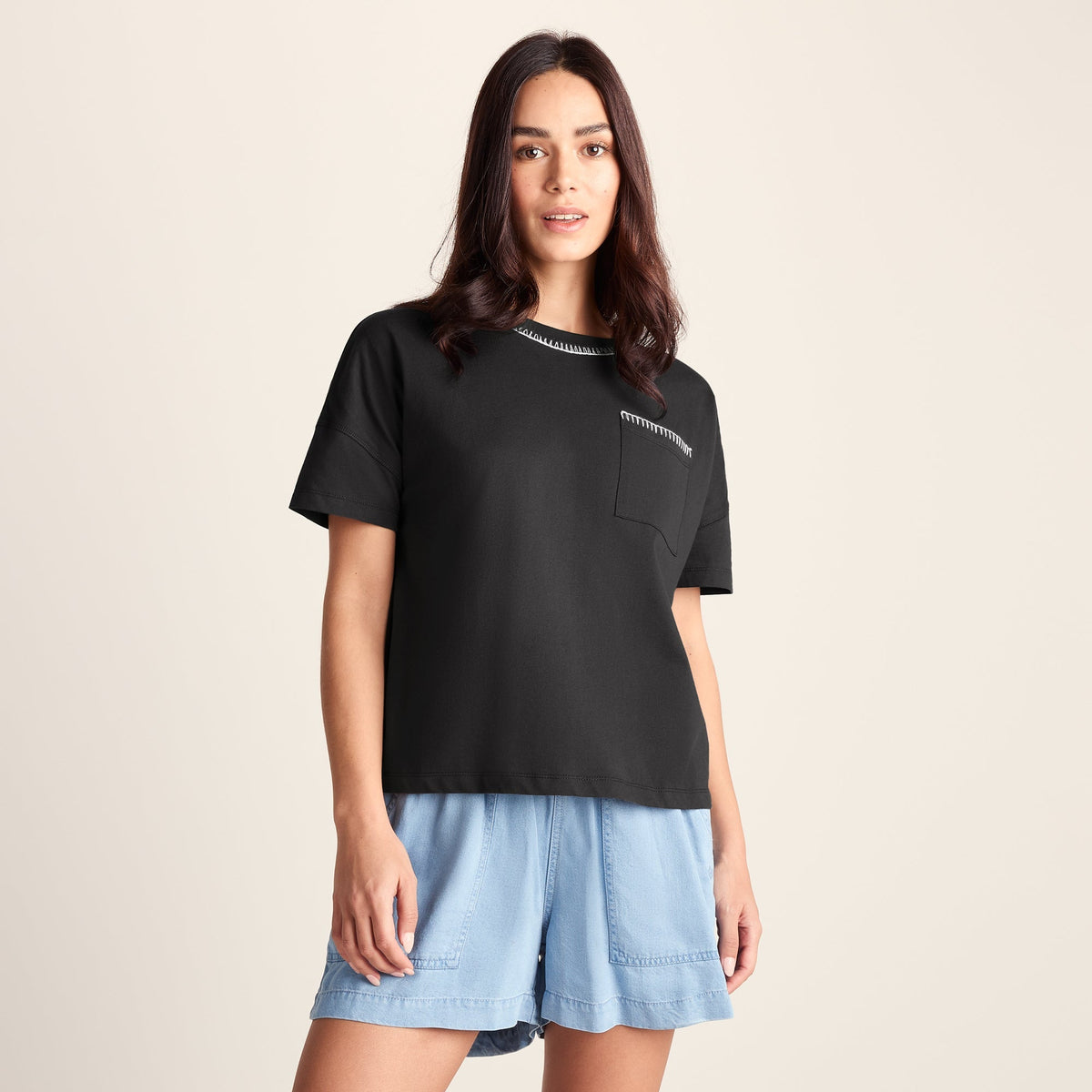 Laurie Womens 100% Cotton Supersoft Boxy Fit T-Shirt - Washed Black
