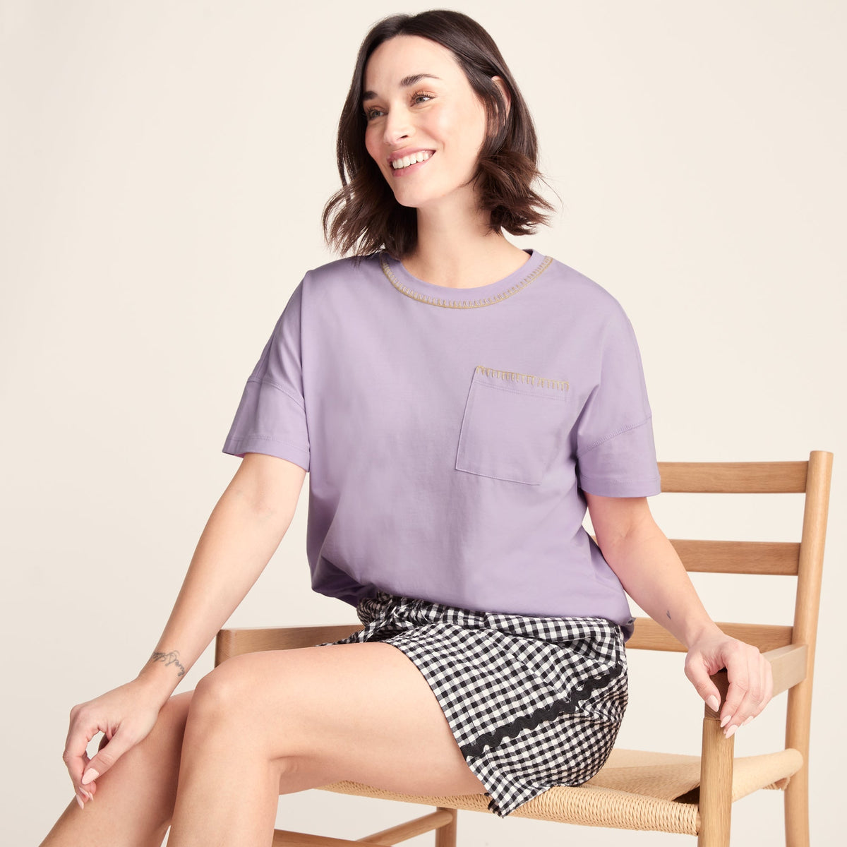 Laurie Womens 100% Cotton Supersoft Boxy Fit T-Shirt - Lilac Blossom