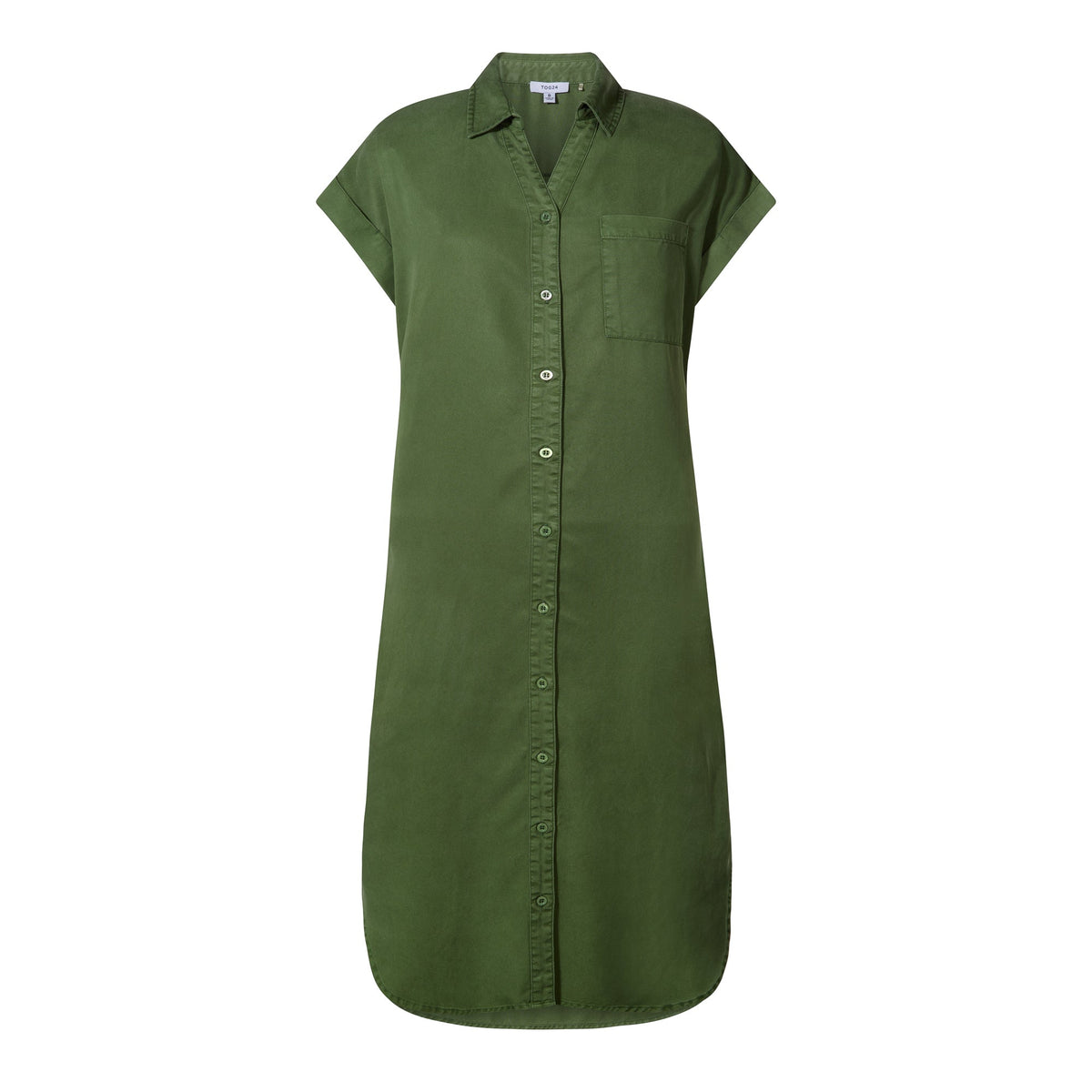 Lenira Womens Relaxed Fit Luxurious Tencel Lyocell Shirt Dress - Dark Matcha