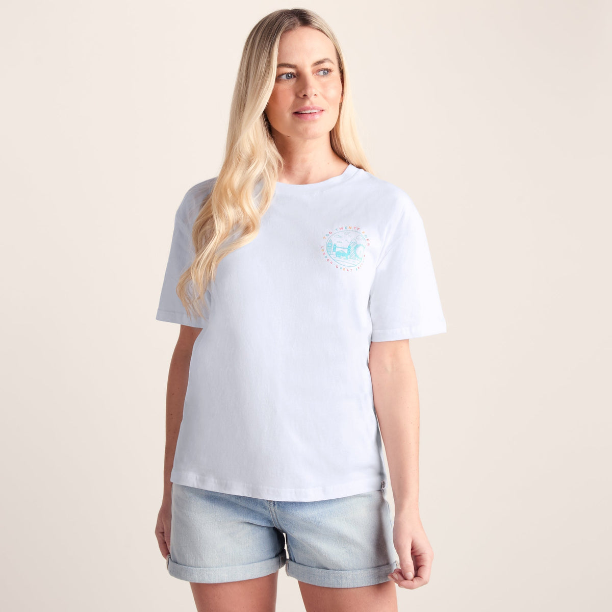 London Womens 100% Cotton Supersoft Relaxed Fit T-Shirt - Optic White