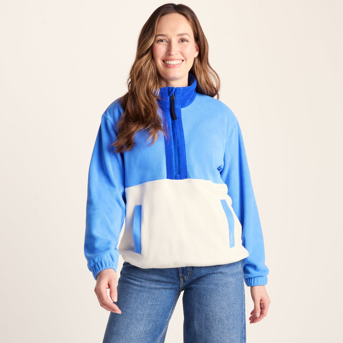 Lowca Womens Relaxed Fit 1/2 Zip Microfleece - Cornflower Blue