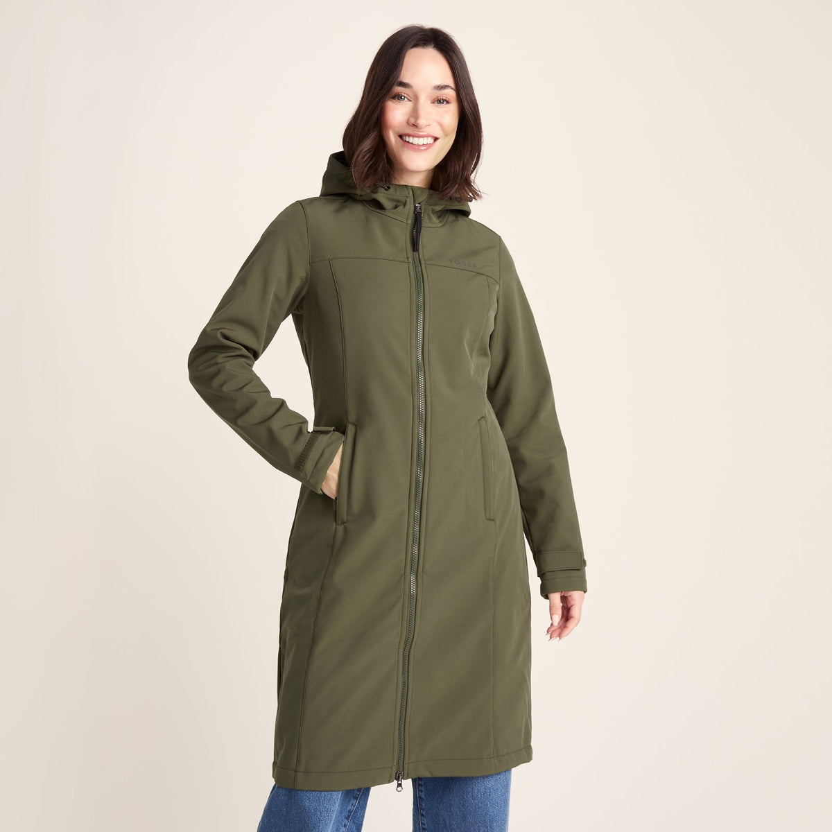 Marina Womens Long Water Resistant Softshell Jacket - Khaki