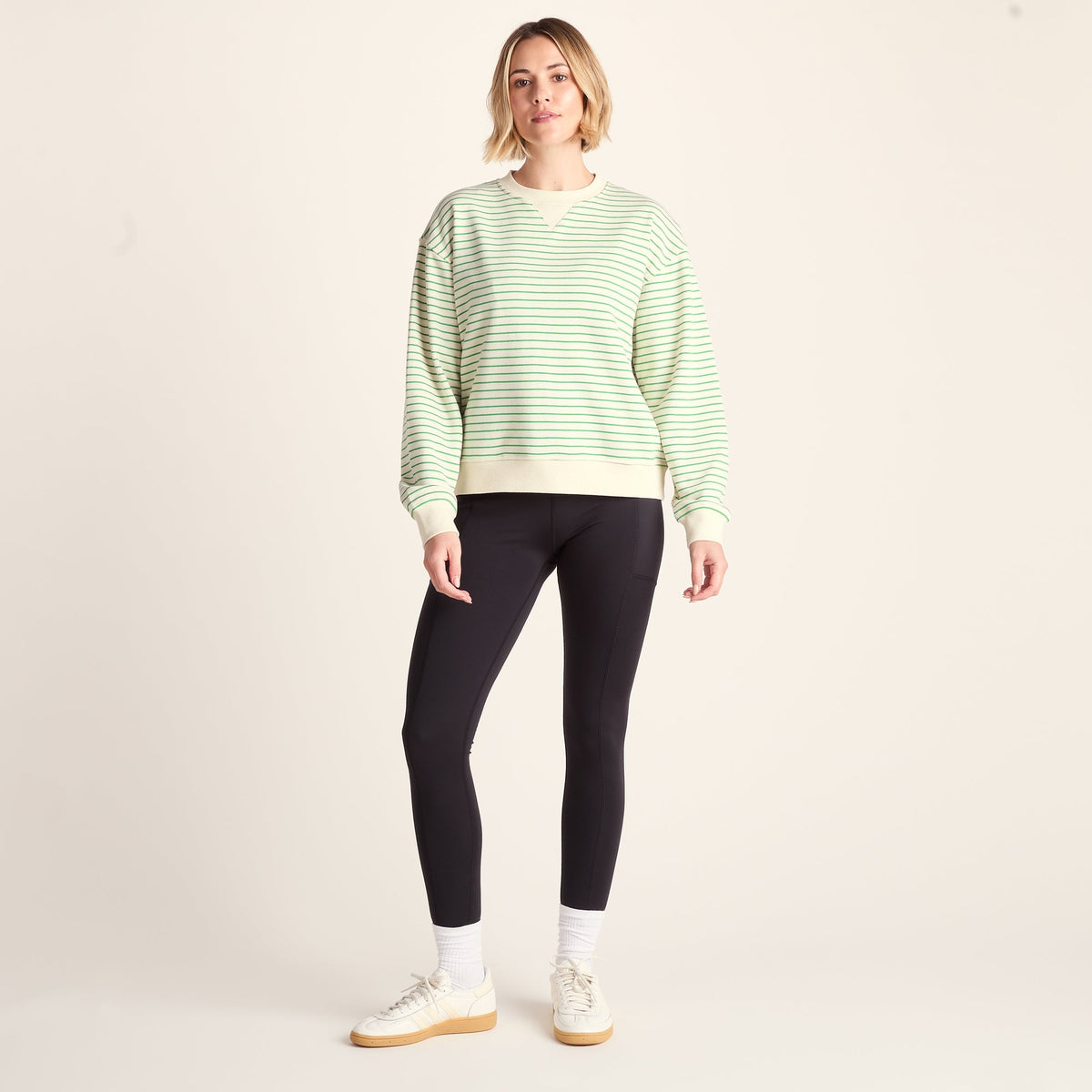 Marsella Womens Relaxed Fit Supersoft Sweat - Basil Green Stripe