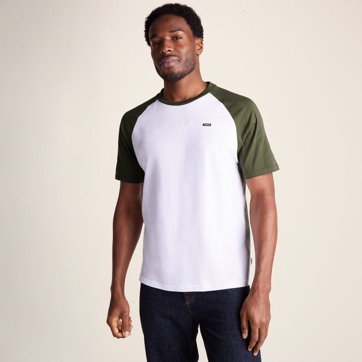 McGill Mens 100% Cotton Supersoft T-Shirt - Forage Green/Optic White