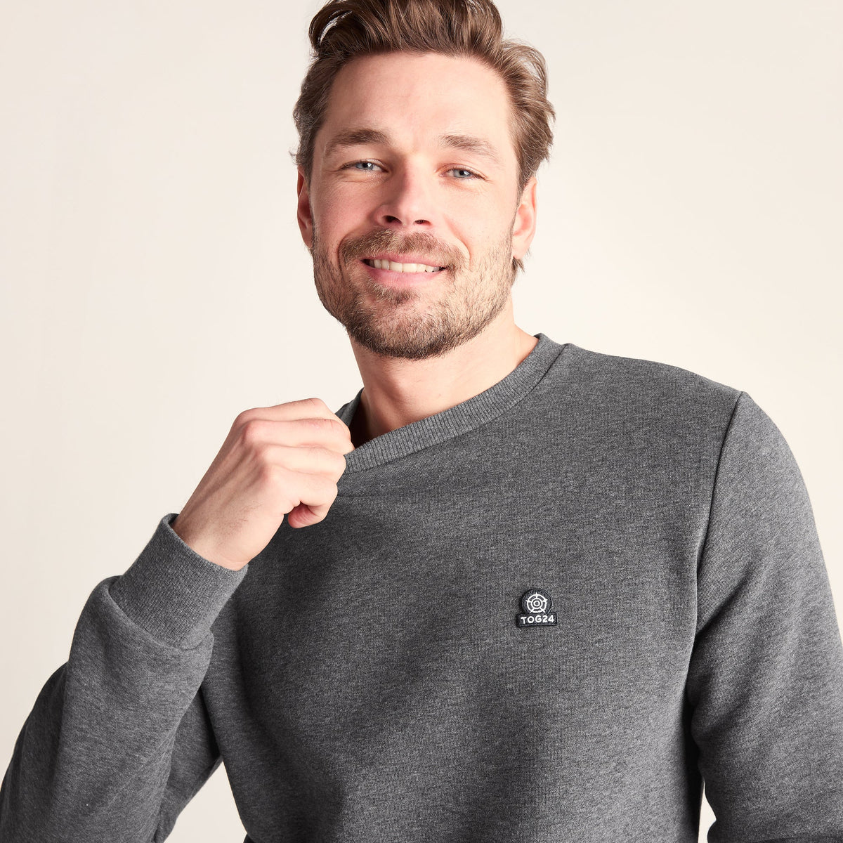 Mellor Mens Supersoft Cotton Rich Sweat - Dark Grey Marl