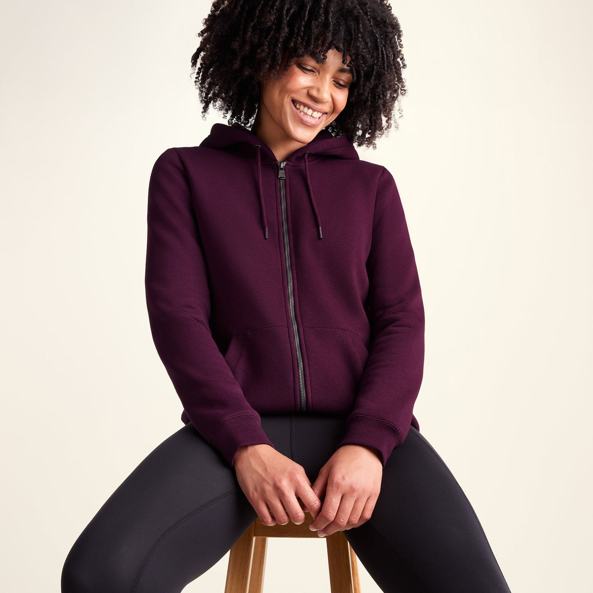 Mia Womens Supersoft Zip Hoody  - Burgundy