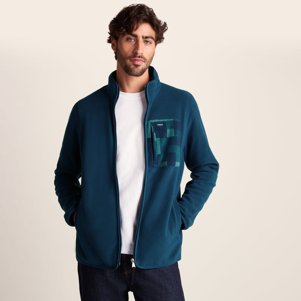 Miles Mens Relaxed Fit Microfleece Jacket - Inky Blue