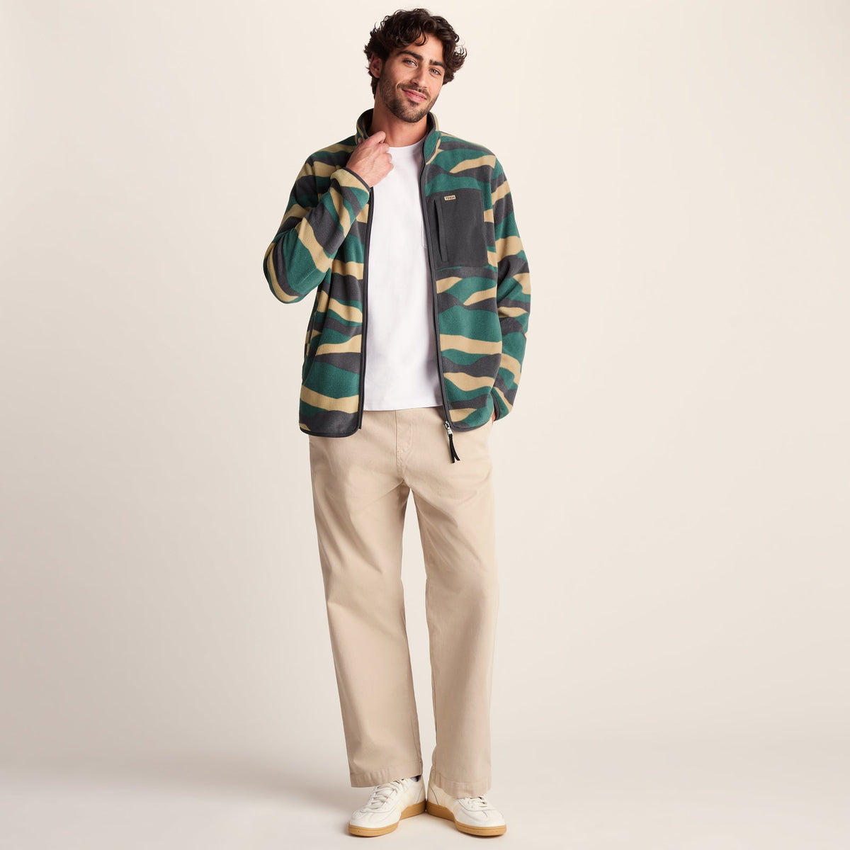 Miles Mens Relaxed Fit Microfleece Jacket - Sand Landscape Print