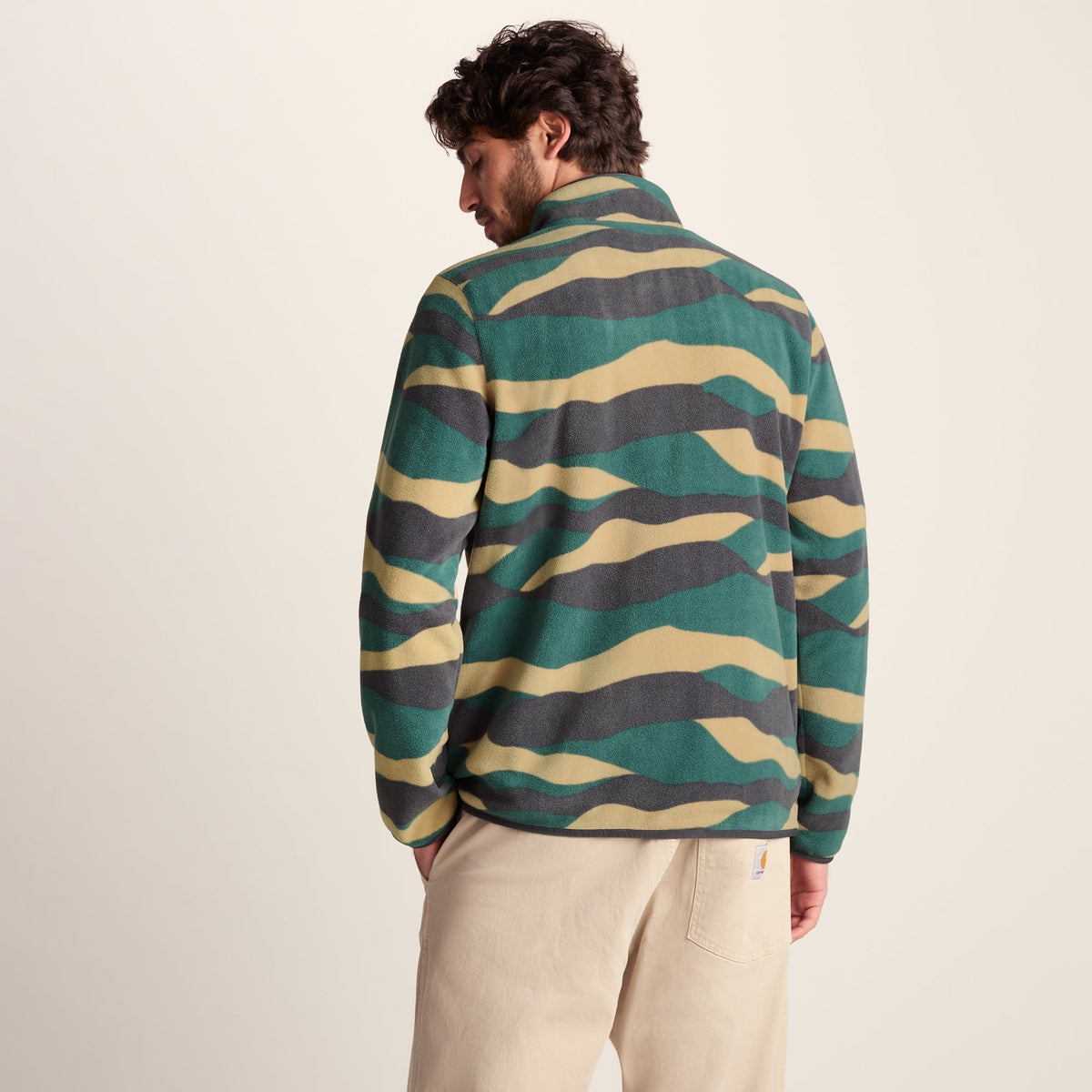 Miles Mens Relaxed Fit Microfleece Jacket - Sand Landscape Print