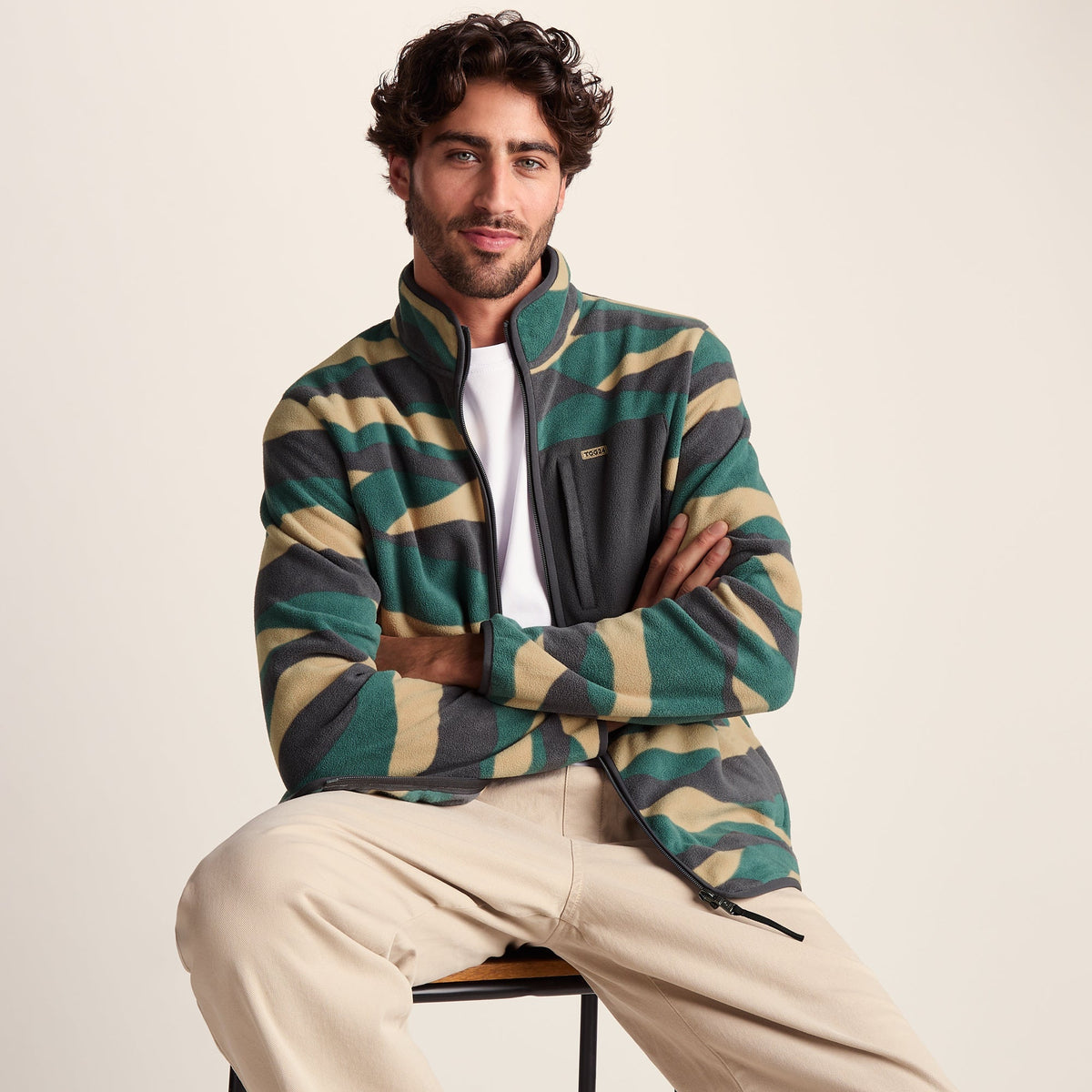Miles Mens Relaxed Fit Microfleece Jacket - Sand Landscape Print