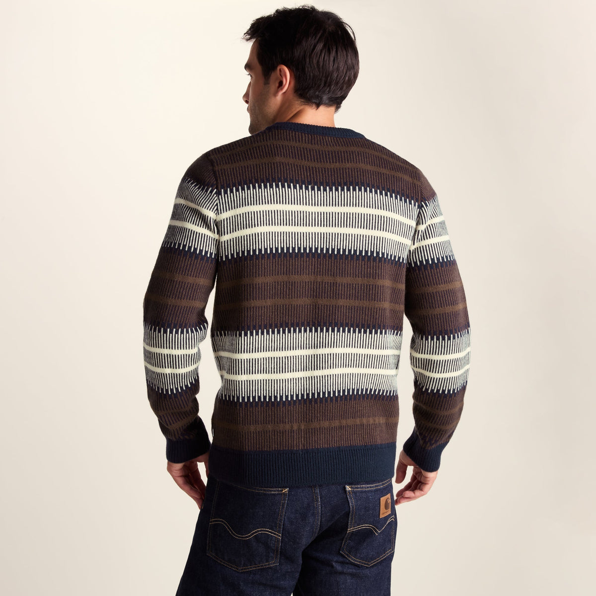 Milo Mens Fairisle Inspired Crew Knit Jumper - Deepest Blue Fairisle