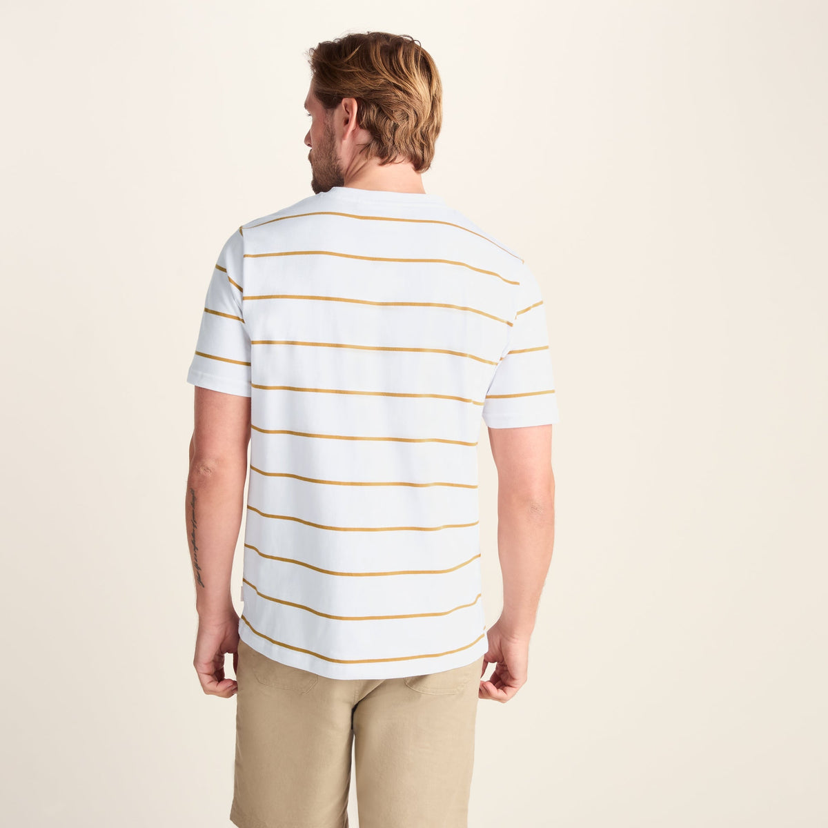 Morar Mens 100% Cotton Supersoft T-Shirt - Dark Yellow Stripe