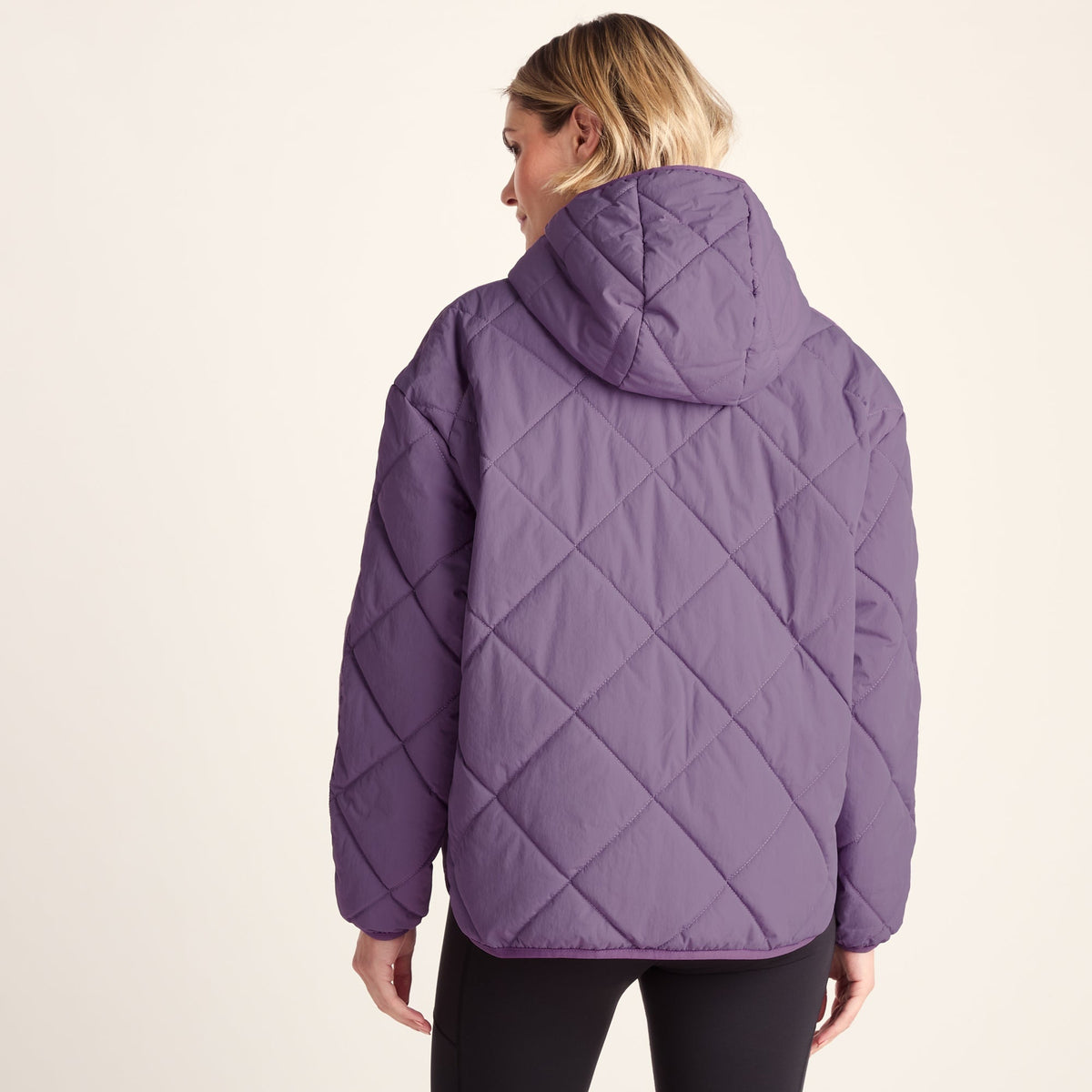 Nanford Womens Oversized Shower Resistant Diamond Quilted Jacket - Orchid