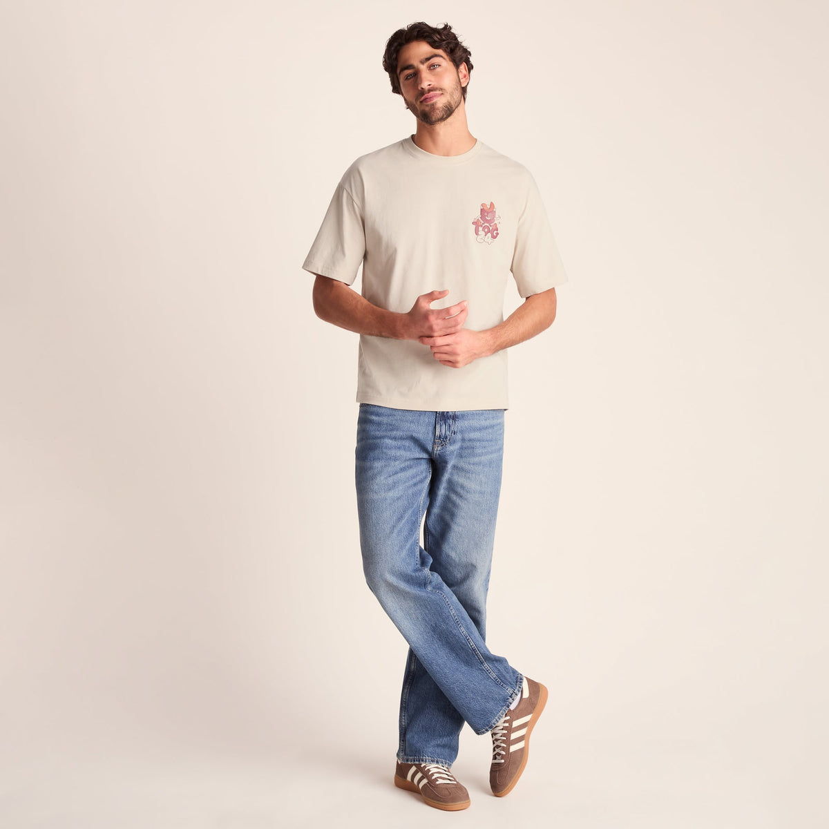 Negroni Mens Relaxed Fit 100% Cotton Supersoft Hattie Clark T-Shirt - Warm Cloud