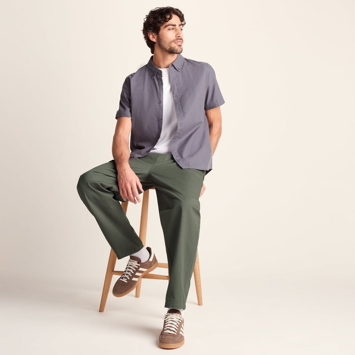 Nelson Mens Relaxed Fit 100% Cotton Heavyweight Straight Leg Trousers - Faded Khaki