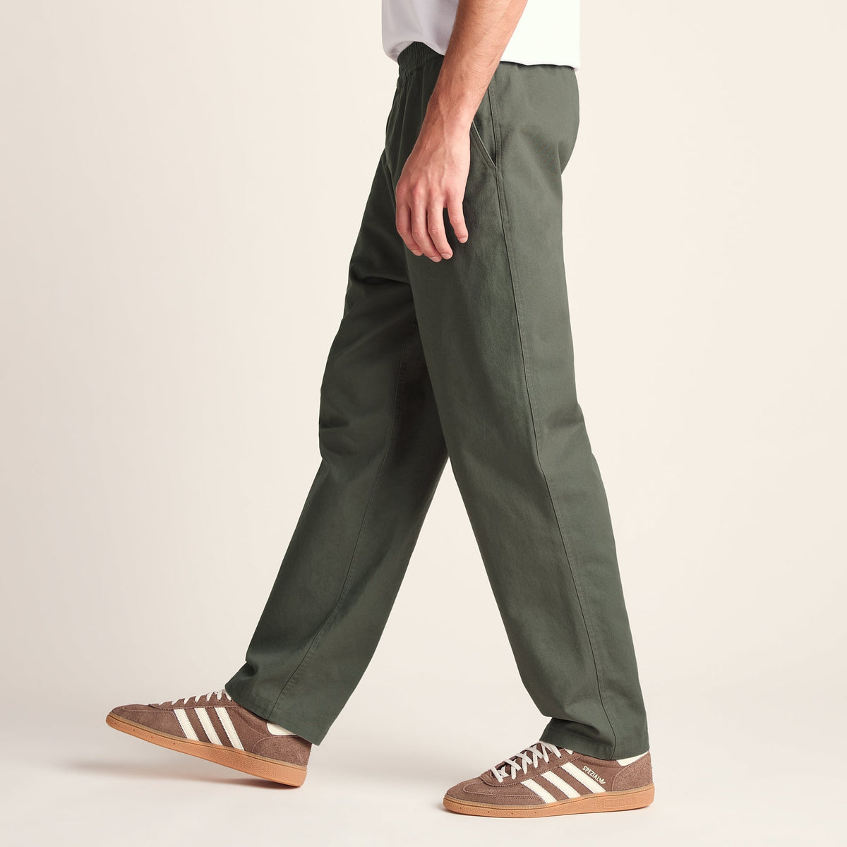 Nelson Mens Relaxed Fit 100% Cotton Heavyweight Straight Leg Trousers - Faded Khaki