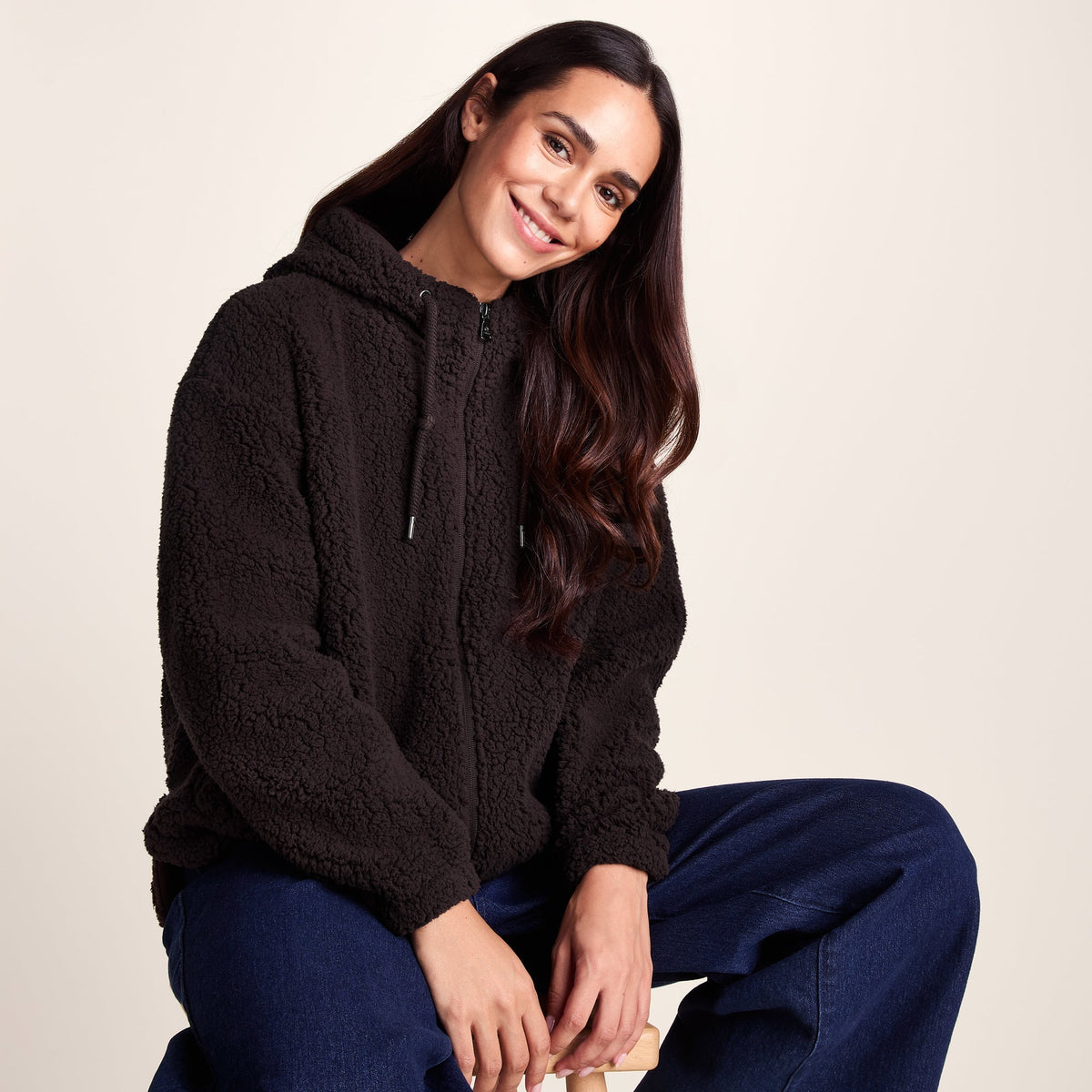 Olivia Womens Relaxed Fit Sherpa Fleece - Chocolate Brown