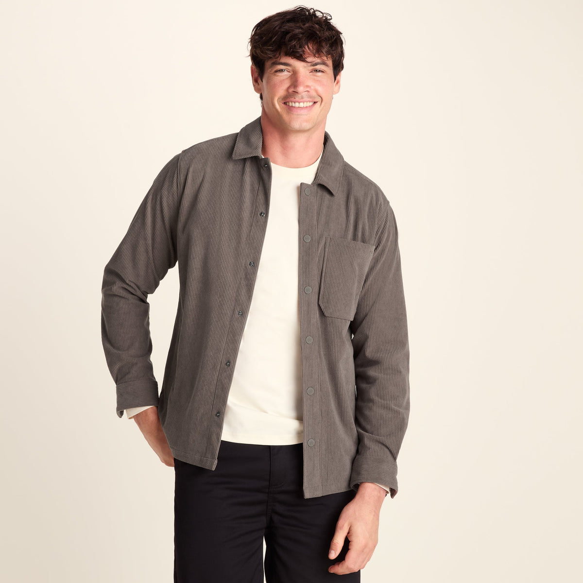 Olson Mens Chunky Corduroy Shacket - Ash Brown