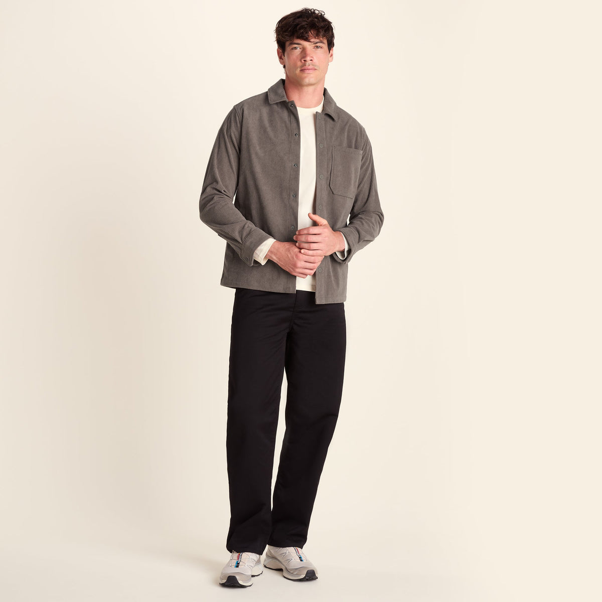 Olson Mens Chunky Corduroy Shacket - Ash Brown
