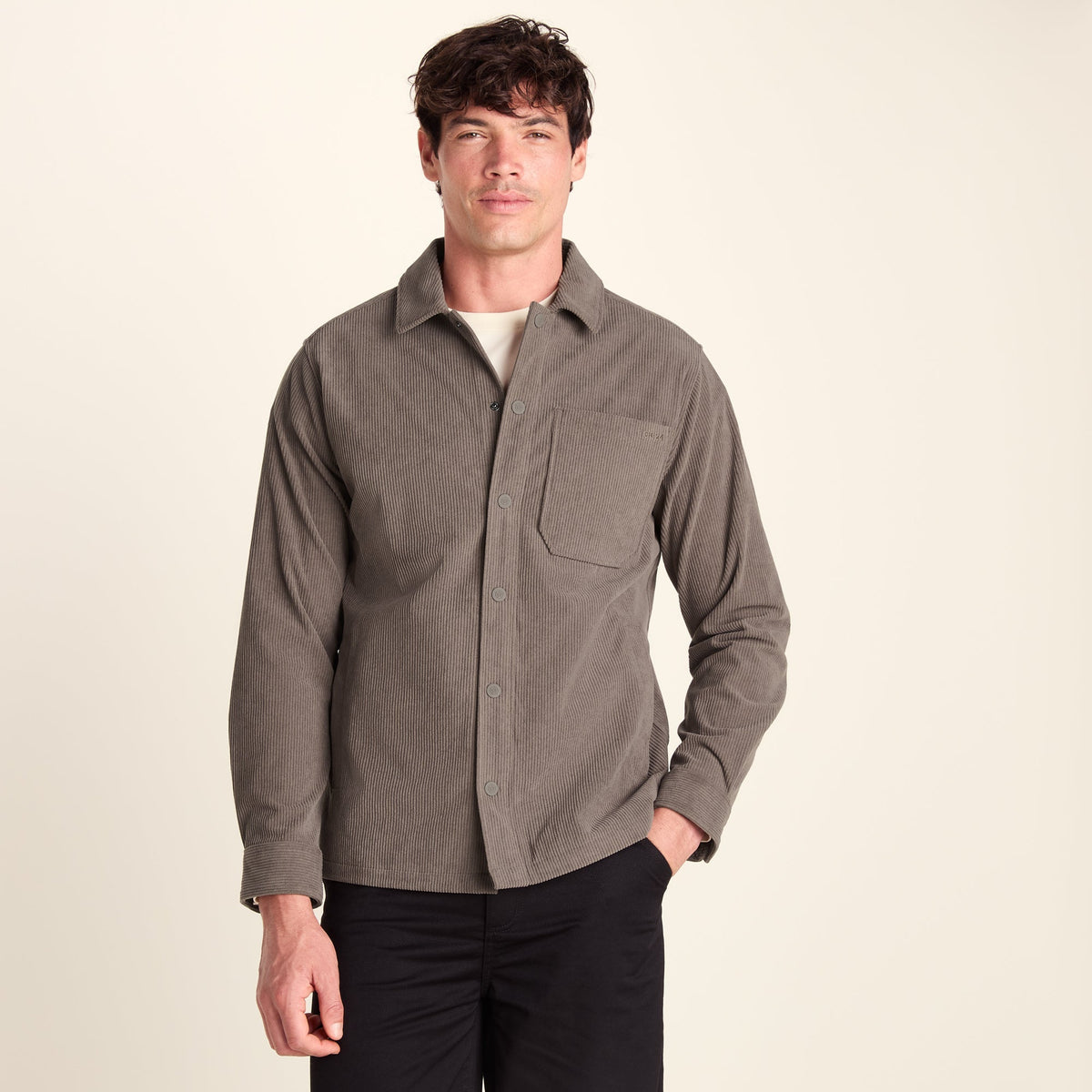 Olson Mens Chunky Corduroy Shacket - Ash Brown