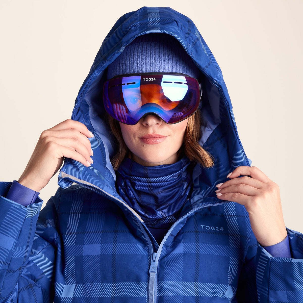Orelle Womens Insulated Ski Jacket - Cobalt Blue Check