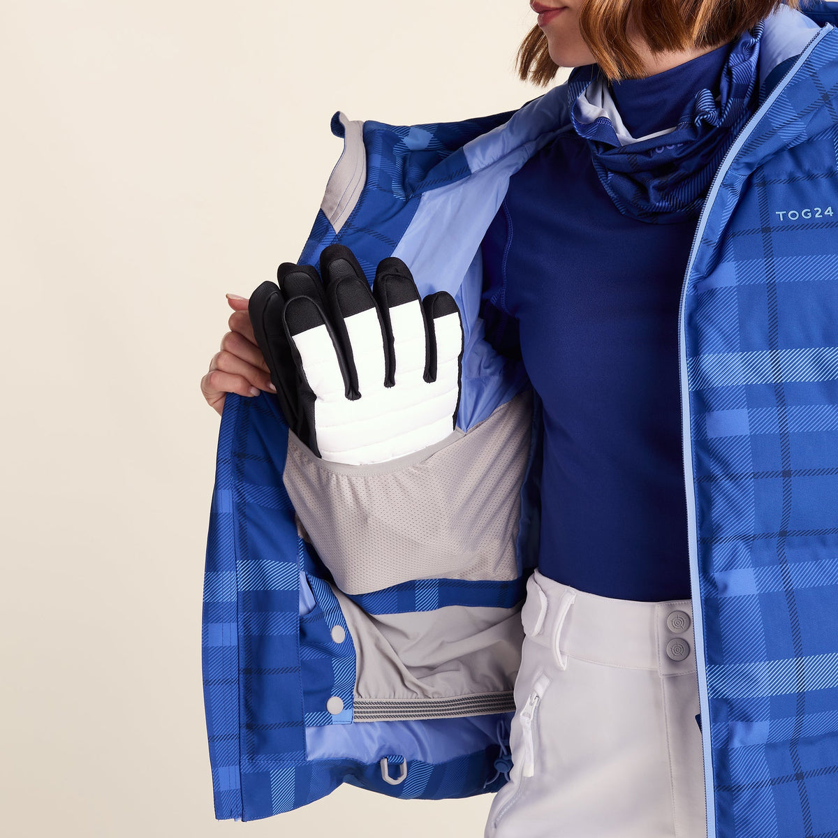 Orelle Womens Insulated Ski Jacket - Cobalt Blue Check