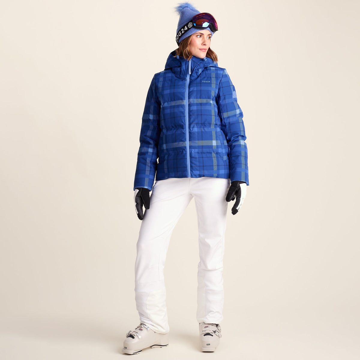 Orelle Womens Insulated Ski Jacket - Cobalt Blue Check
