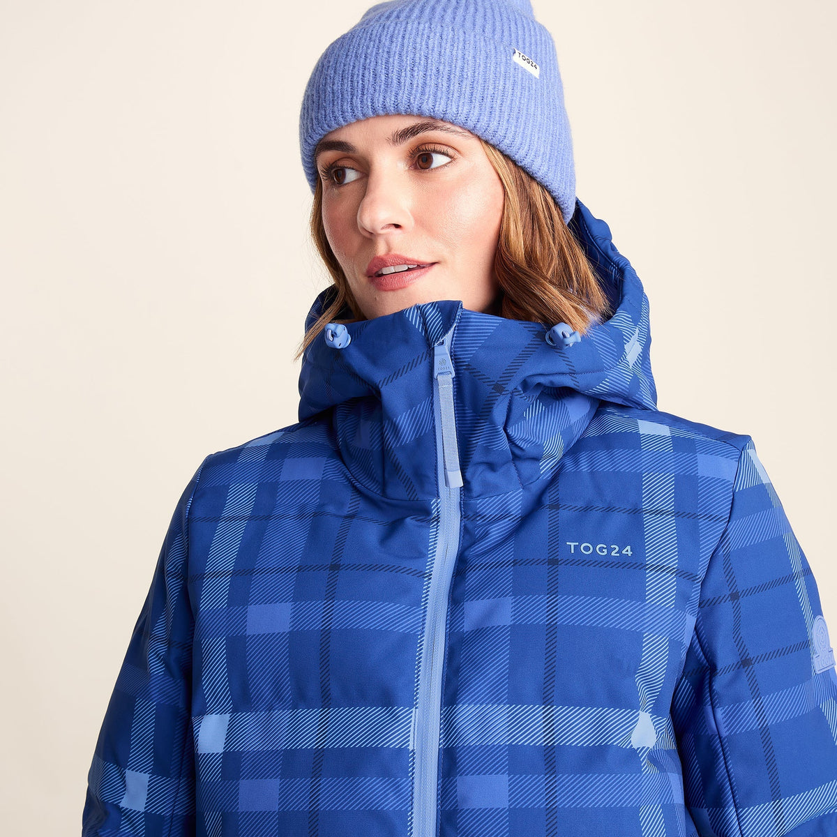 Orelle Womens Insulated Ski Jacket - Cobalt Blue Check