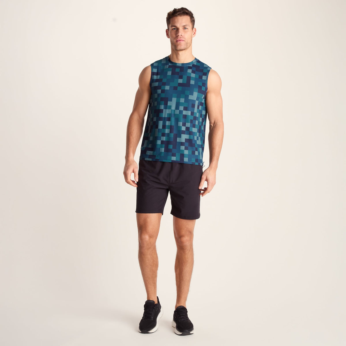 Pablo Mens Performance Vest - Inky Blue Pixel Print
