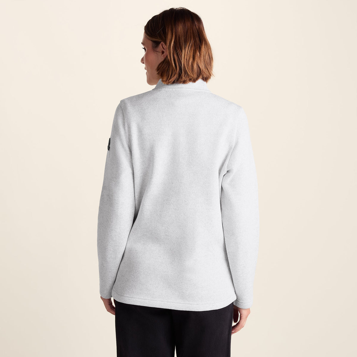 Pearson Womens Knitlook Fleece Zipneck - Light Grey Melange