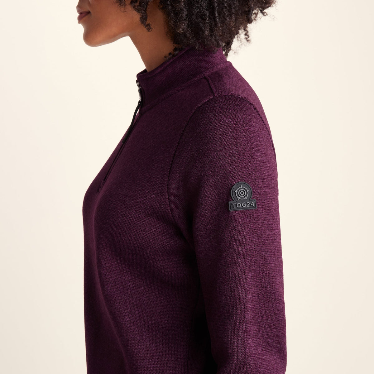 Pearson Womens Knitlook Fleece Zipneck - Huckleberry Melange