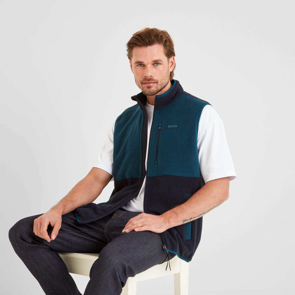 Pensford Mens Microfleece Gilet - Dark Indigo/Petrol Green