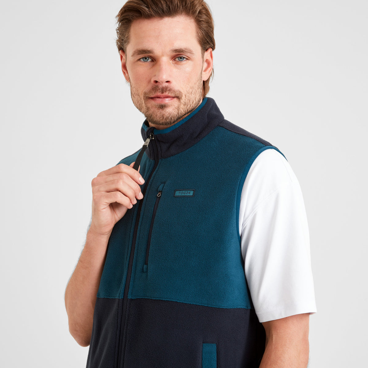 Pensford Mens Microfleece Gilet - Dark Indigo/Petrol Green