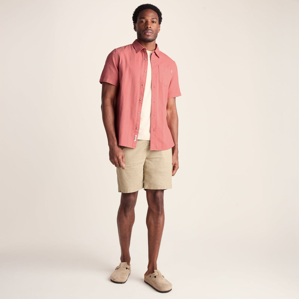 Preston Mens 100% Cotton Supersoft Short Sleeve Shirt - Redwood