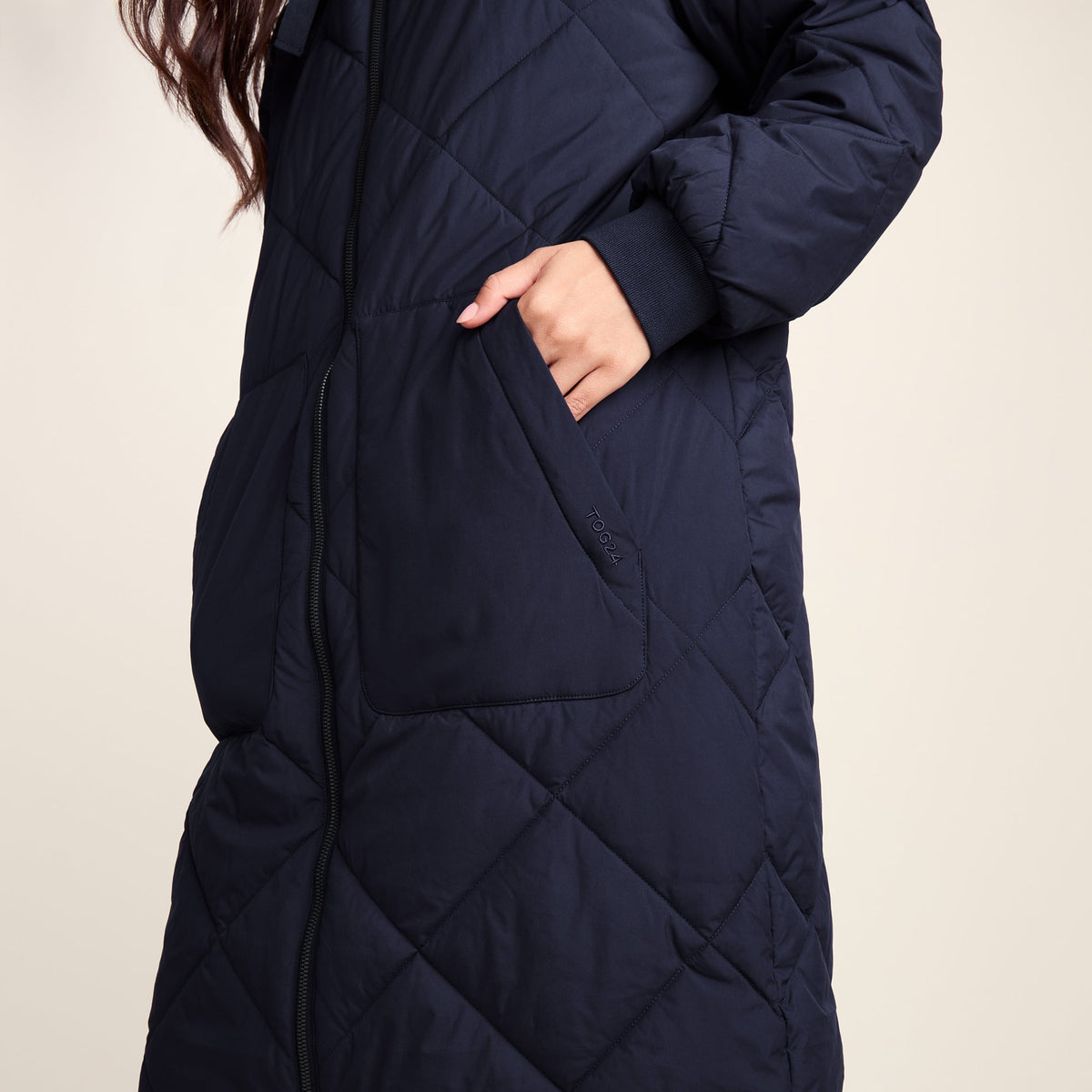 Rainey Womens Longline Lightweight Insulated Quilted Coat - Deepest Blue