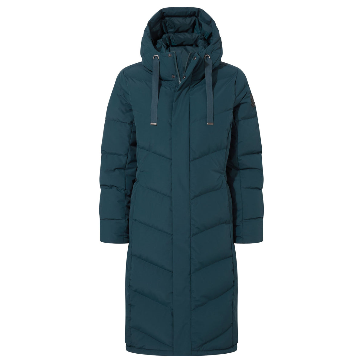Raleigh Luxe Womens Long Shower Resistant Down Insulated Jacket - Petrol Green