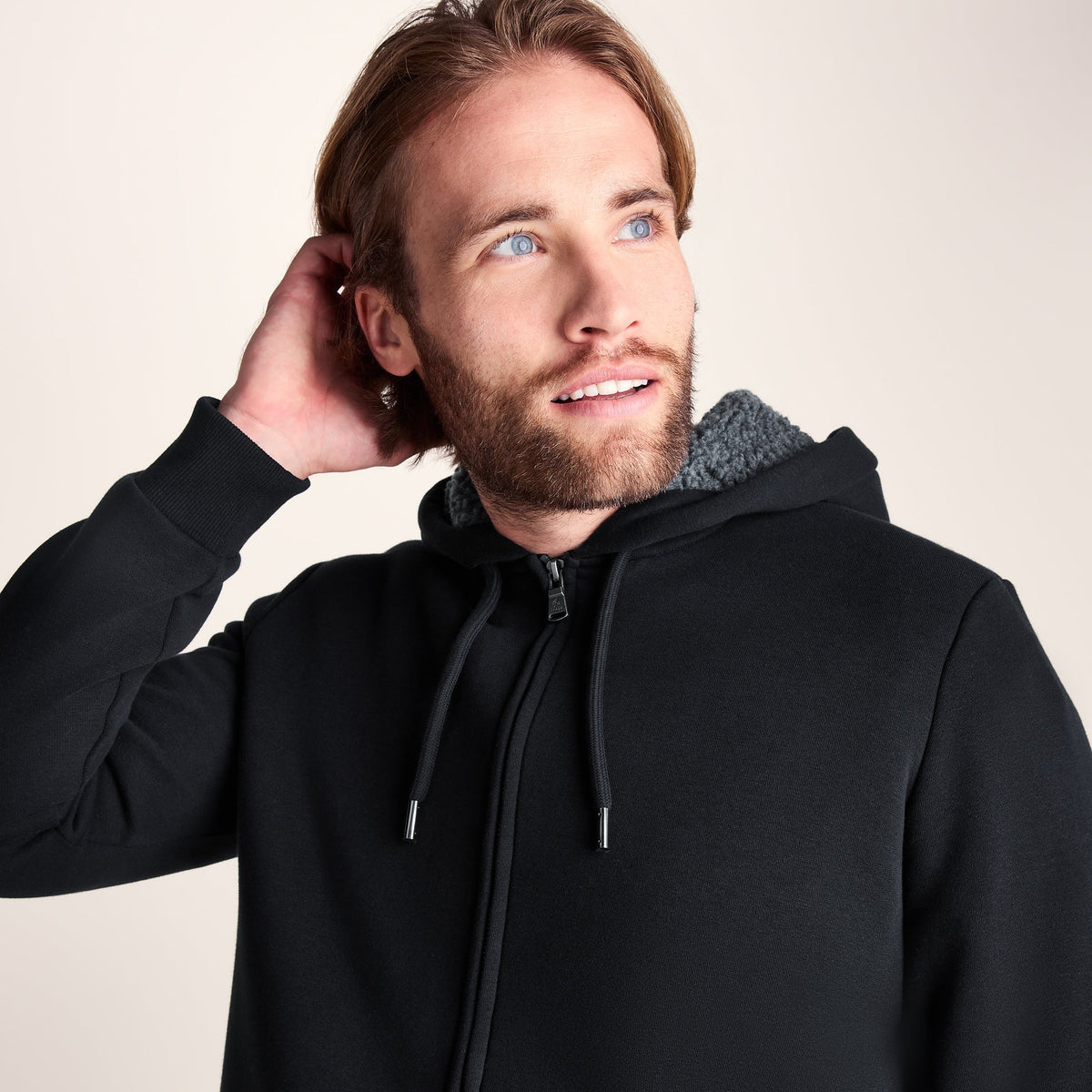 Ramsey Mens Supersoft Sherpa Lined Zip Hoodie - Black