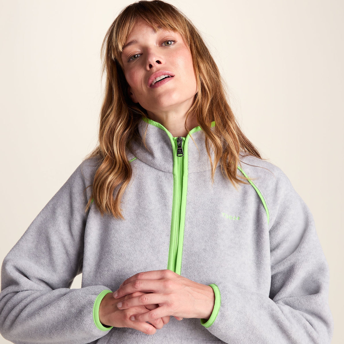 Rawson Womens Relaxed Fit Microfleece Zip Neck - Grey Melange