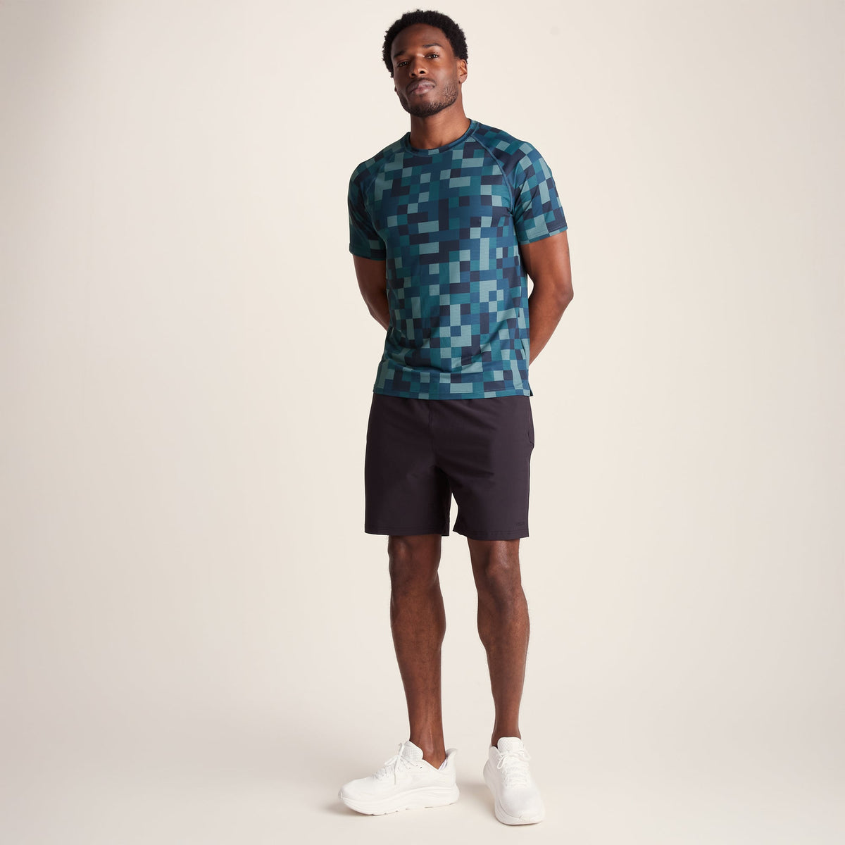 Rayan Mens Performance T-Shirt - Inky Blue Pixel Print