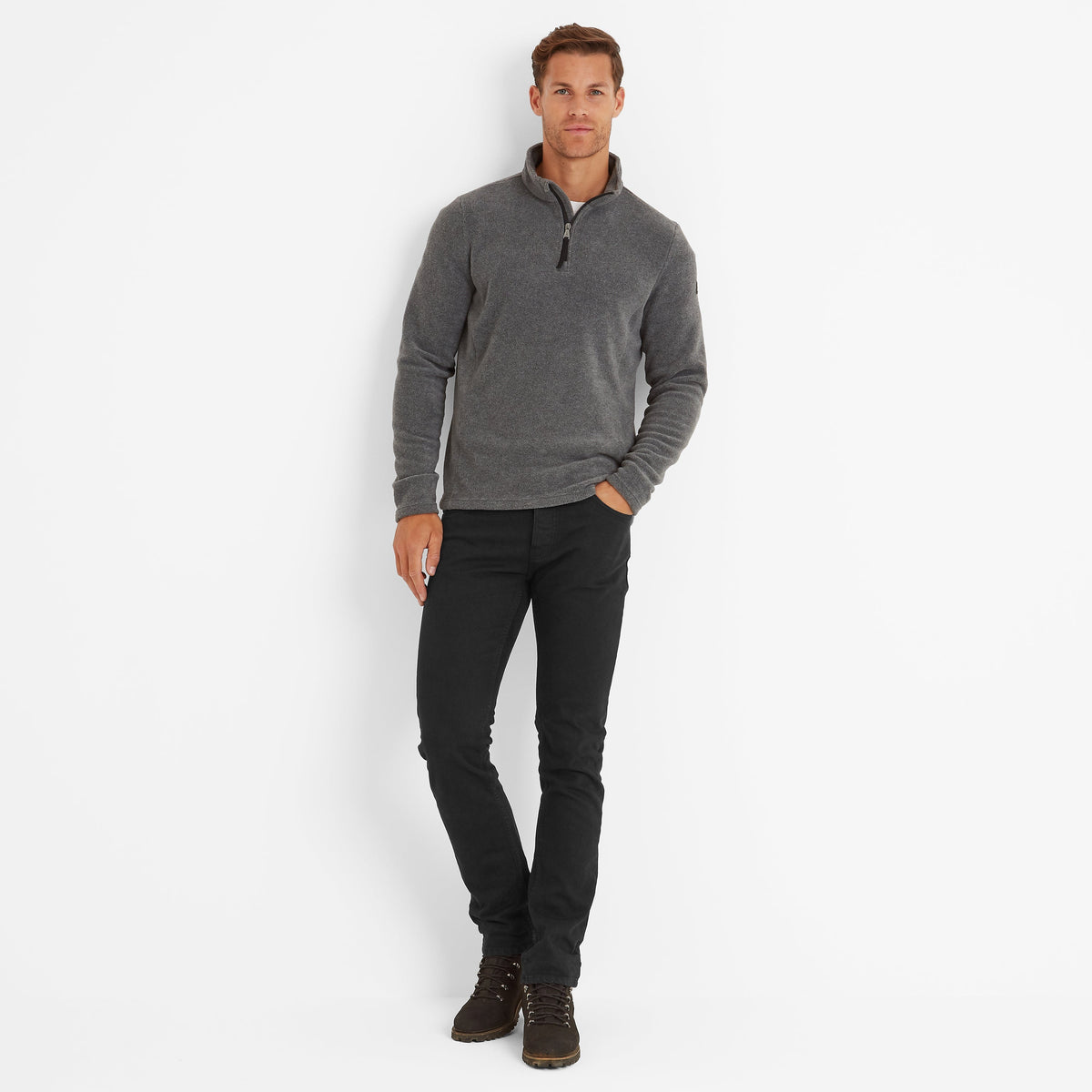 Revive Mens Quarter Zip Fleece - Grey Marl