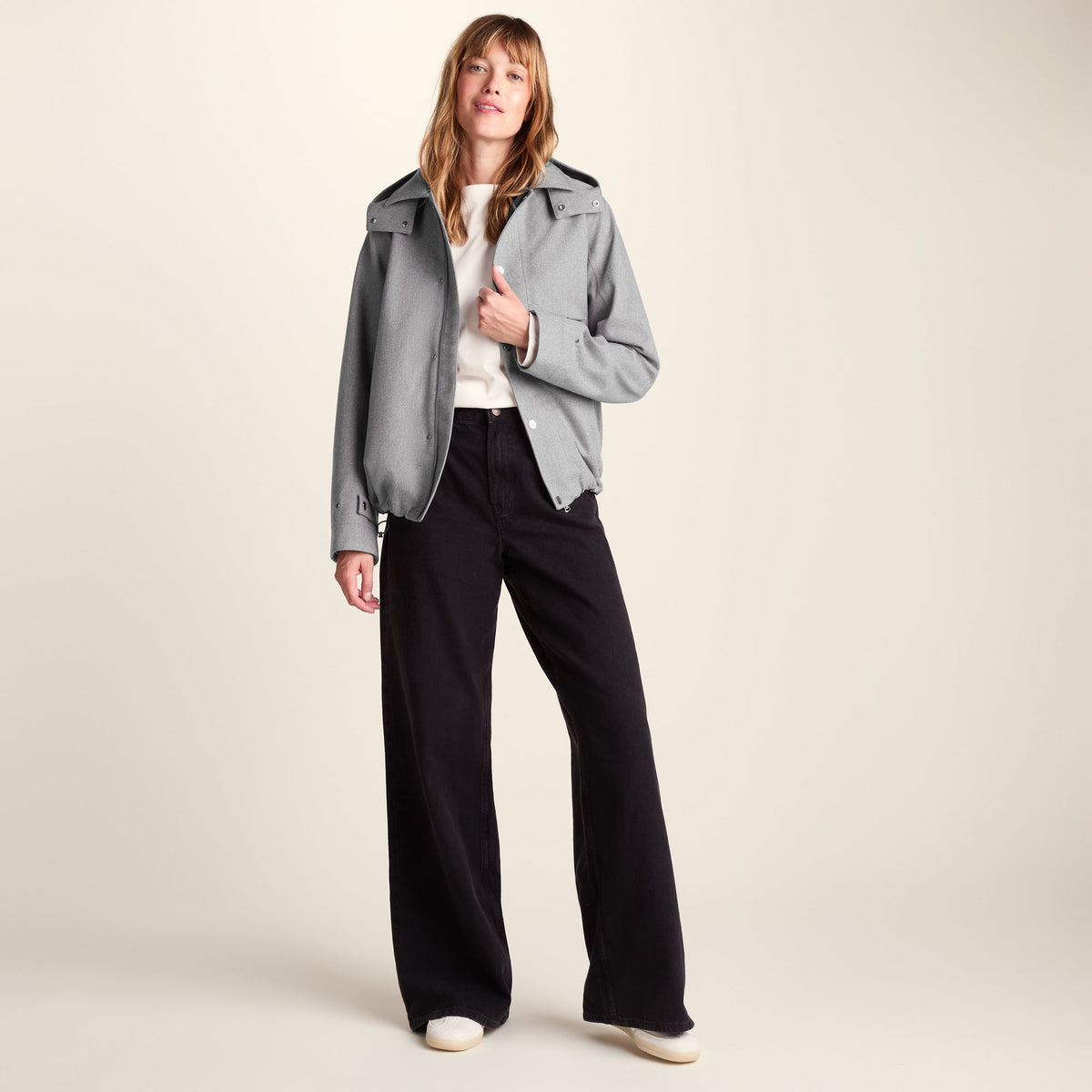 Robyn Womens Waterproof Short Trench Coat - Mid Grey Melange