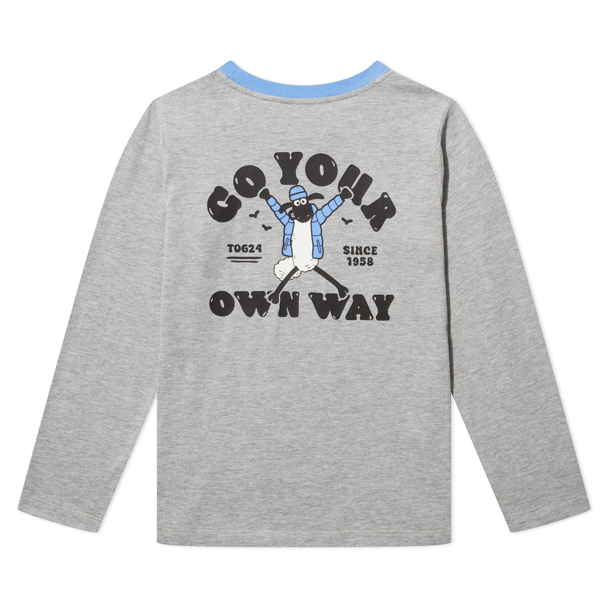 Ryeland Kids Shaun the Sheep T-Shirt LS - Dark Grey Marl