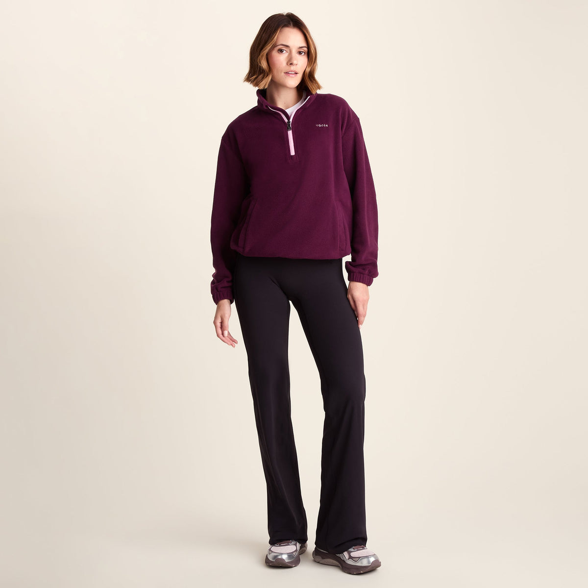 Sachs Womens Midweight Half Zip Fleece Pullover - Aubergine