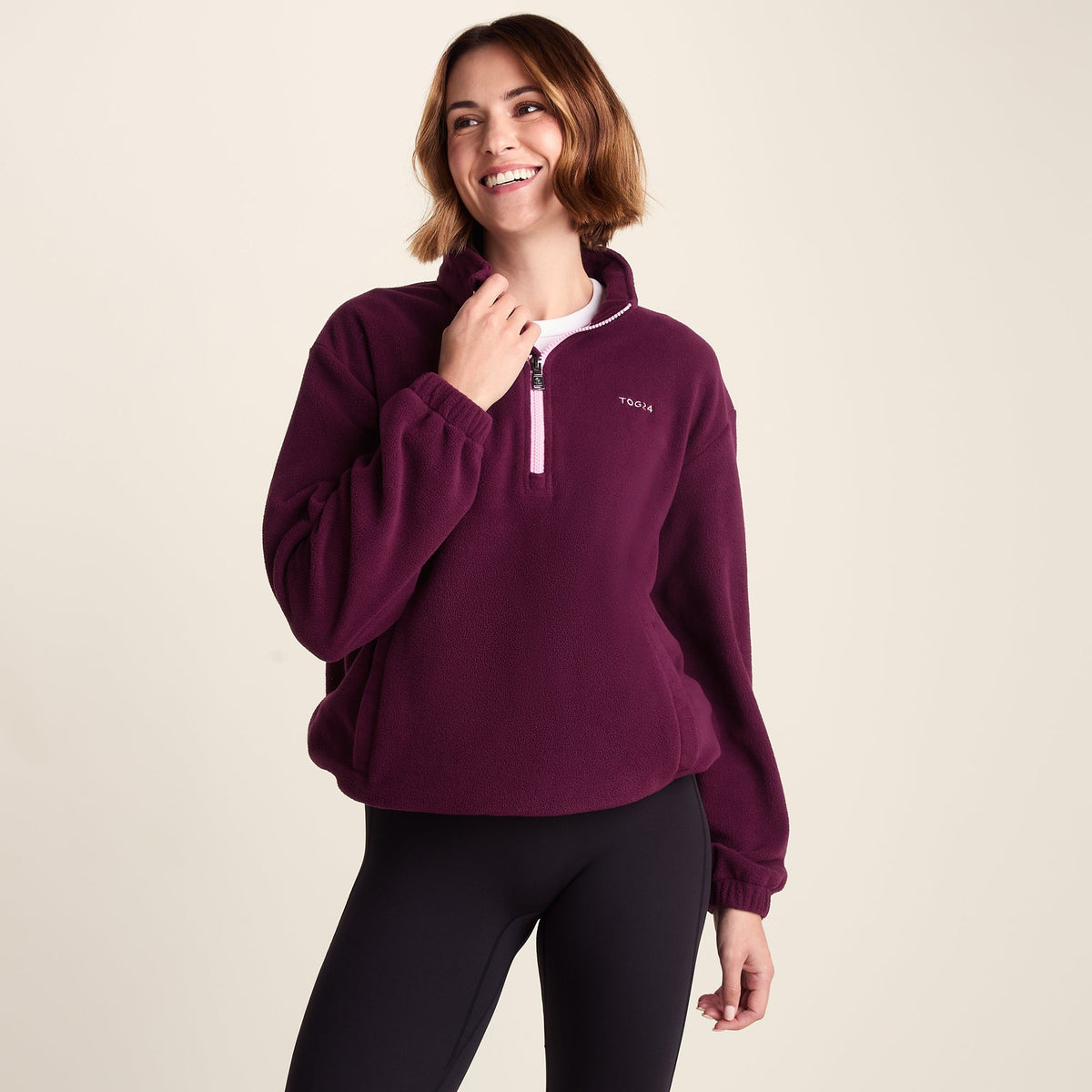 Sachs Womens Midweight Half Zip Fleece Pullover - Aubergine