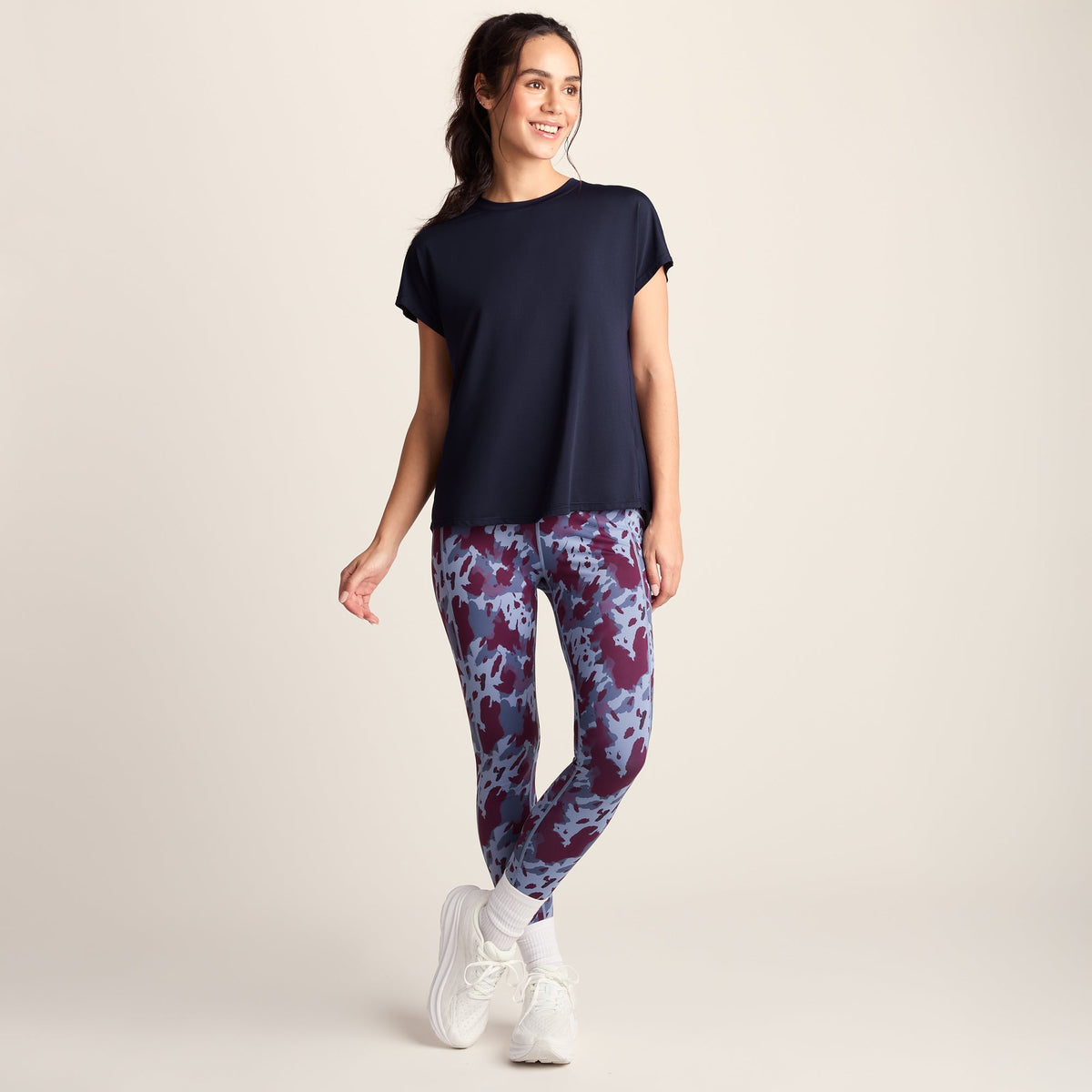 Skyla Womens Short Sleeve Performance Top - Oxford Blue