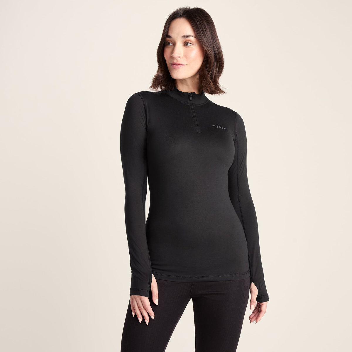 Snowdon Womens Thermal Base Layer Quarter Zip - Black